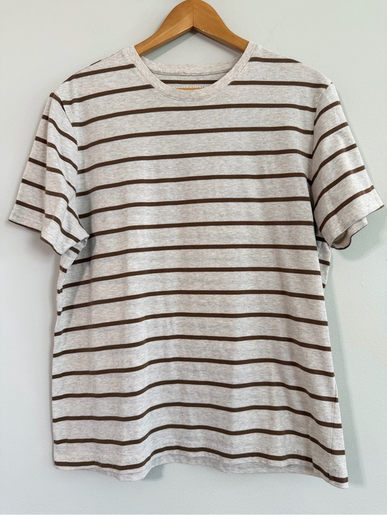Banana Republic Other - Banana Republic Premium Wash Cream/Brown Striped Short-Sleeve Tee Men’s Large